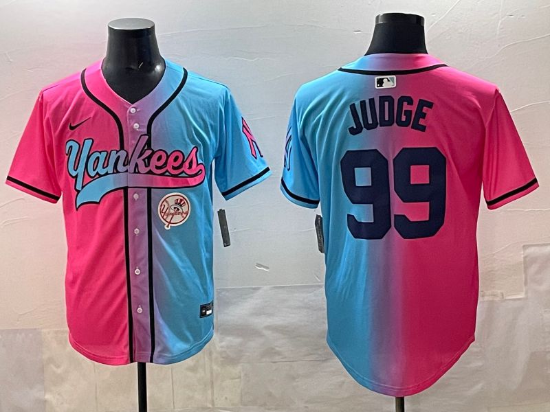 Men New York Yankees #99 Judge Blue pink Game 2025 Nike MLB Jersey style 0010->new york yankees->MLB Jersey